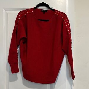Red Sweater with Studded Details